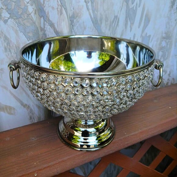 Cynthia Rowley Glass Rhinestone Crystallized Bling Champagne Ice Bucket - Picture 2 of 12